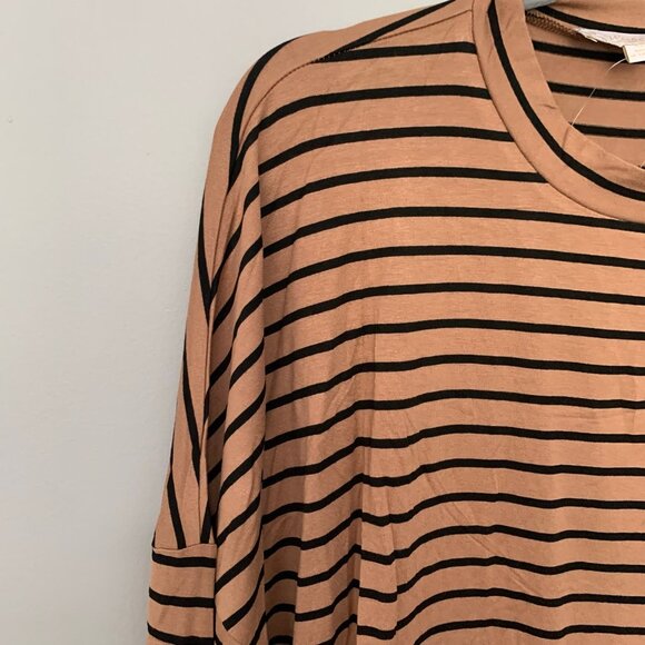 NEW Suzanne Betro mixed print striped fall long sleeve stretch pullover shirt - Picture 2 of 11